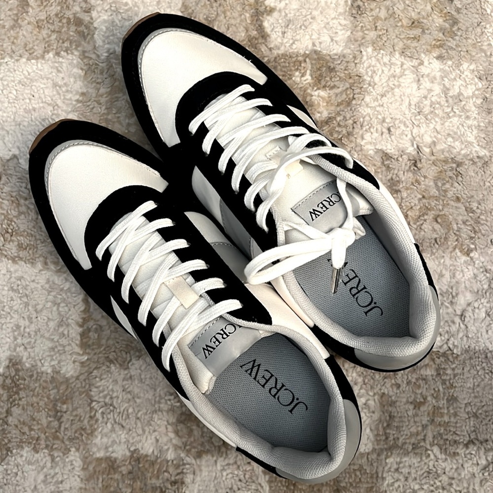 J.Crew Suede Black and White sneakers 9